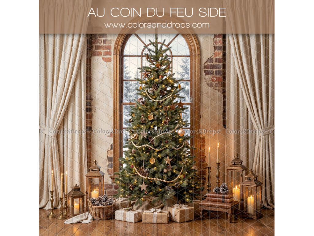Décor shooting photo Noël Au coin du feu