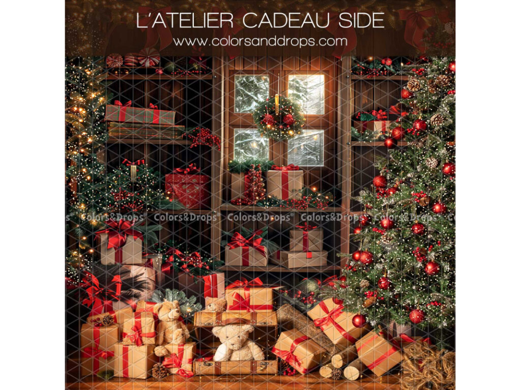 Décor shooting photo Noël L'Atelier des cadeaux